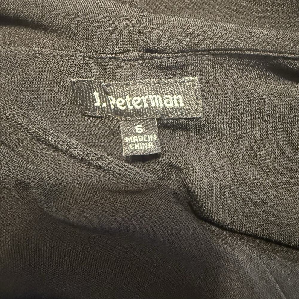J Peterman Cocktail Dress LBD Sz 6 Black Ruched Rhinestones Ruffle Button Detail - Picture 10 of 16